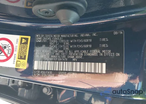 2015 Toyota Highlander Le Plus V6 from USA, damaged, VIN 5TDZKRFH2FS041478